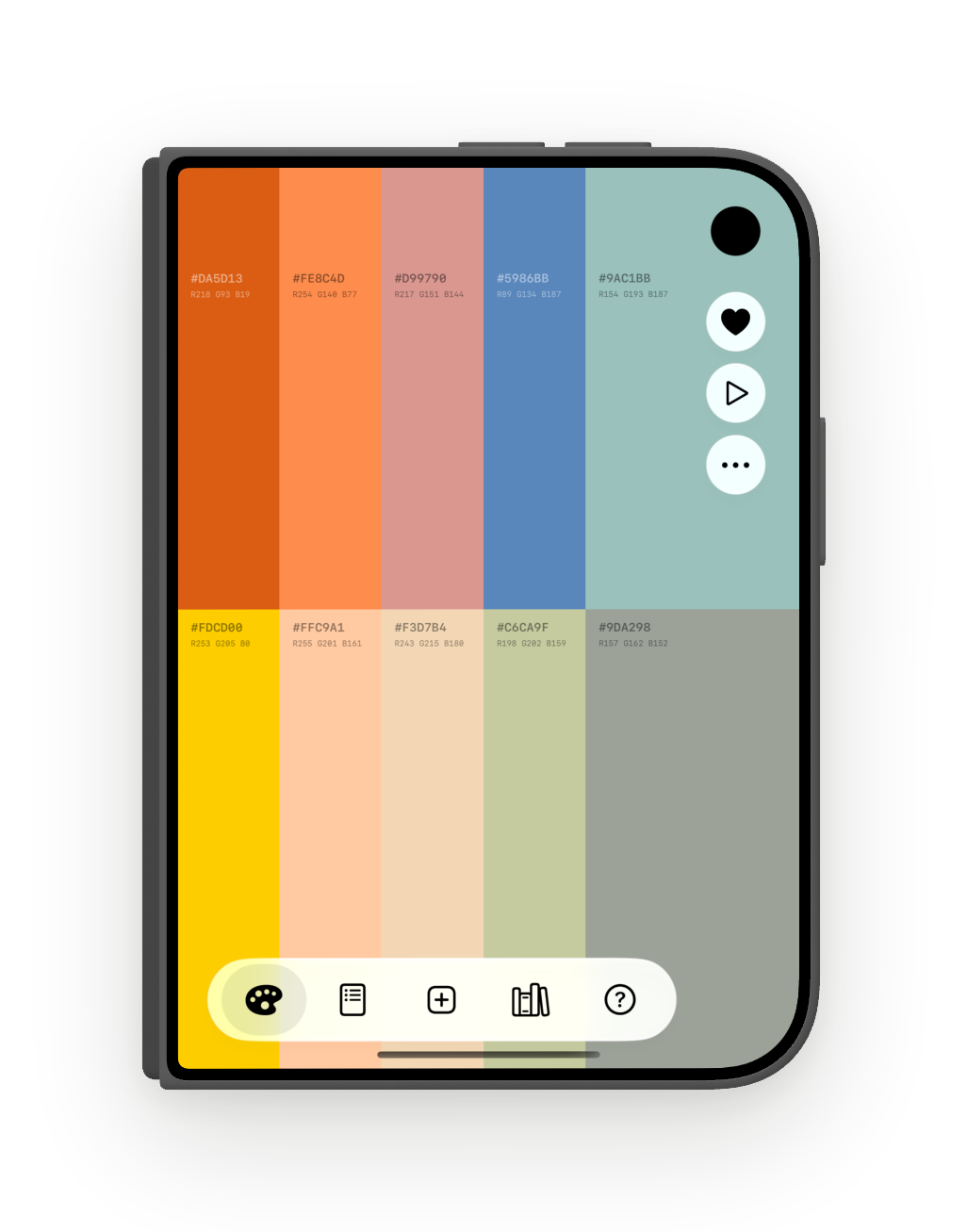 iPhone Duo folded: the palette on the outer display, actions under the camera