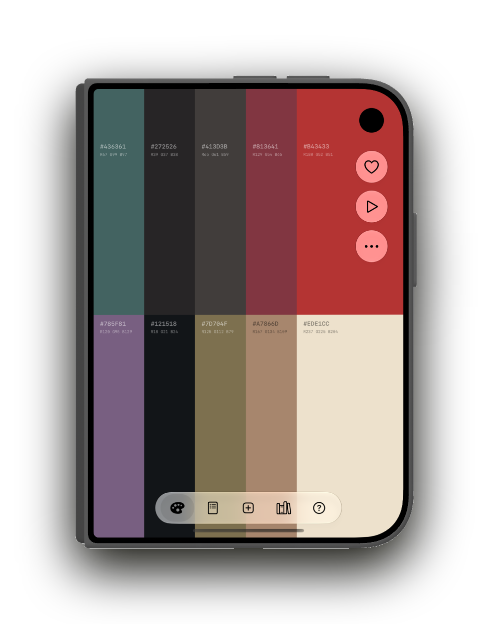 iPhone Duo folded: the palette on the outer display, actions under the camera